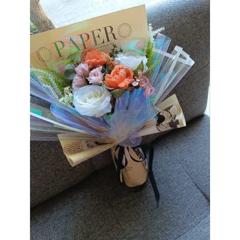 Jual buket bunga palsu artificial mawar mix Peony fancy style buket ...
