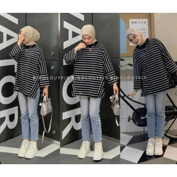 Luphi Blouse Linea Blouse Atasan Salur Blouse Garis