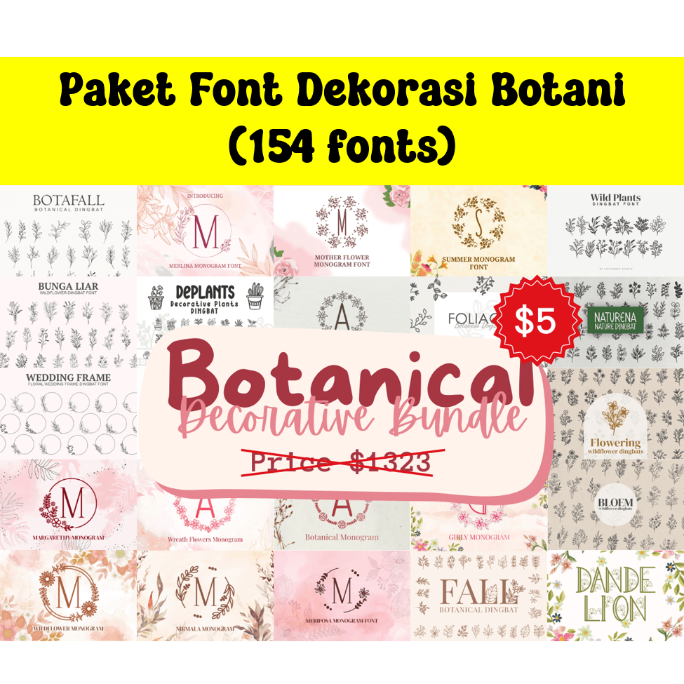 Jual Paket Font Dekorasi Botani (154 fonts) | Shopee Indonesia