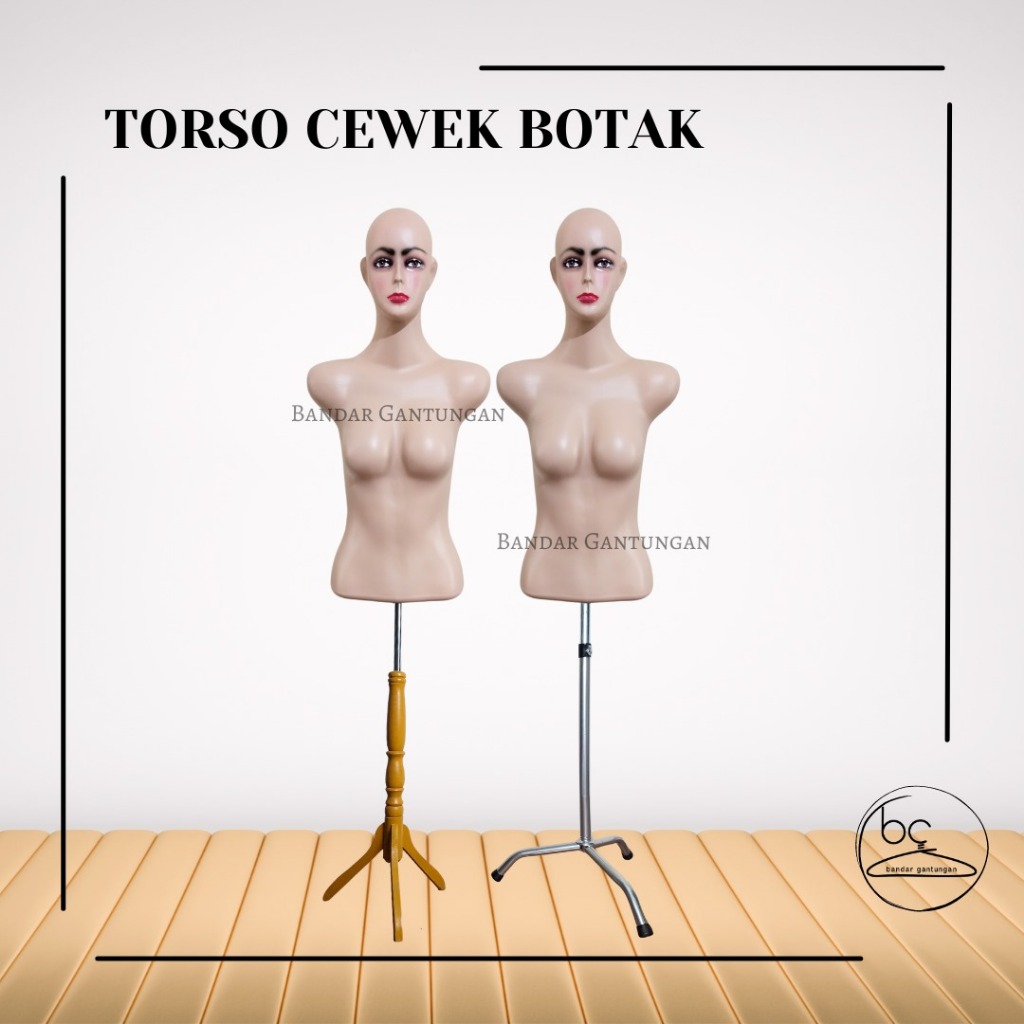 Jual Patung Manekin Plastik Torso Cewek BOTAK Setengah Badan + Sok ...