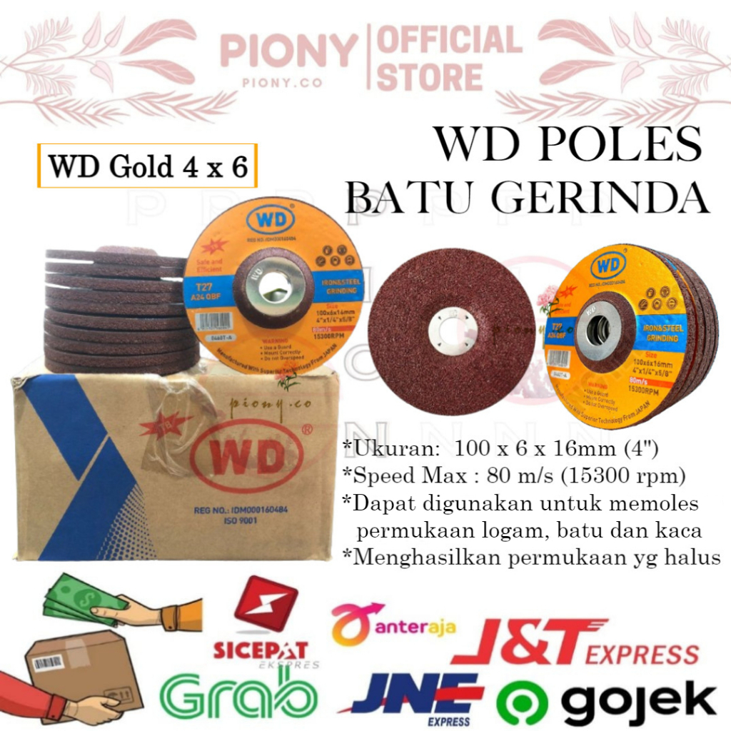 Jual MATA BATU ASAH GERINDA 4 INCHI WD GOLD 4X6 / BATU SLEP WD GERINDA ...