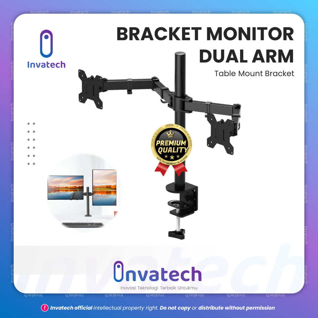 Jual Bracket Monitor Table Mount Dual Arm 1.0 VESA 100 x 100 17-32 Inch ...