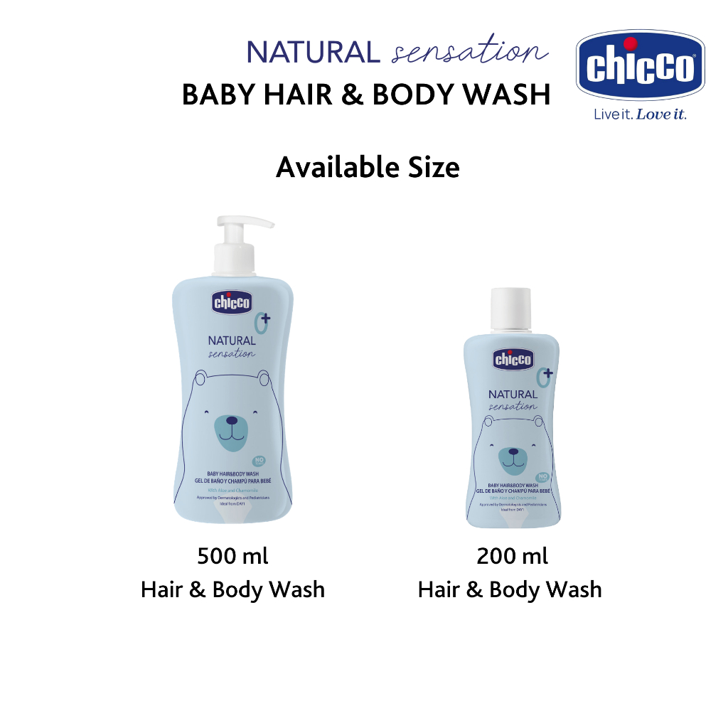 CHICCO Natural Sensation Baby Hair Body Wash shampo dan sabun bayi  tidak pedih di mata