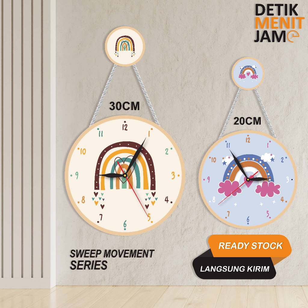 Jual Jam Dinding Gantung Kayu Modern Wall Clock Dekorasi Rumah Cantik