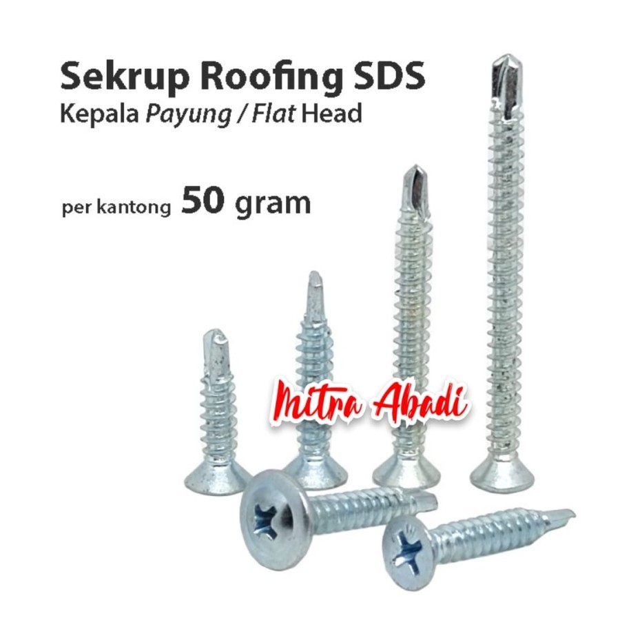 Jual Sekrup Roofing SDS FH / Baut Skrup Baja Ringan Rata Payung / Light ...