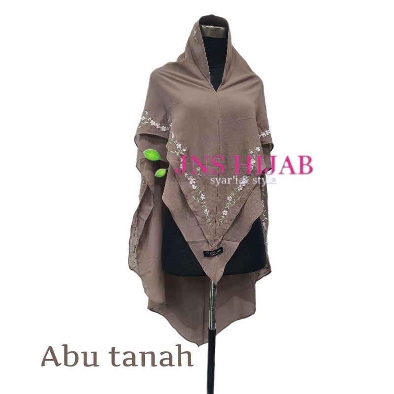 Hijab Almeera Bordir Jilbab Ceruty 2 Layer Bordir Khimar Bordir Size Standar By Jns Hijab