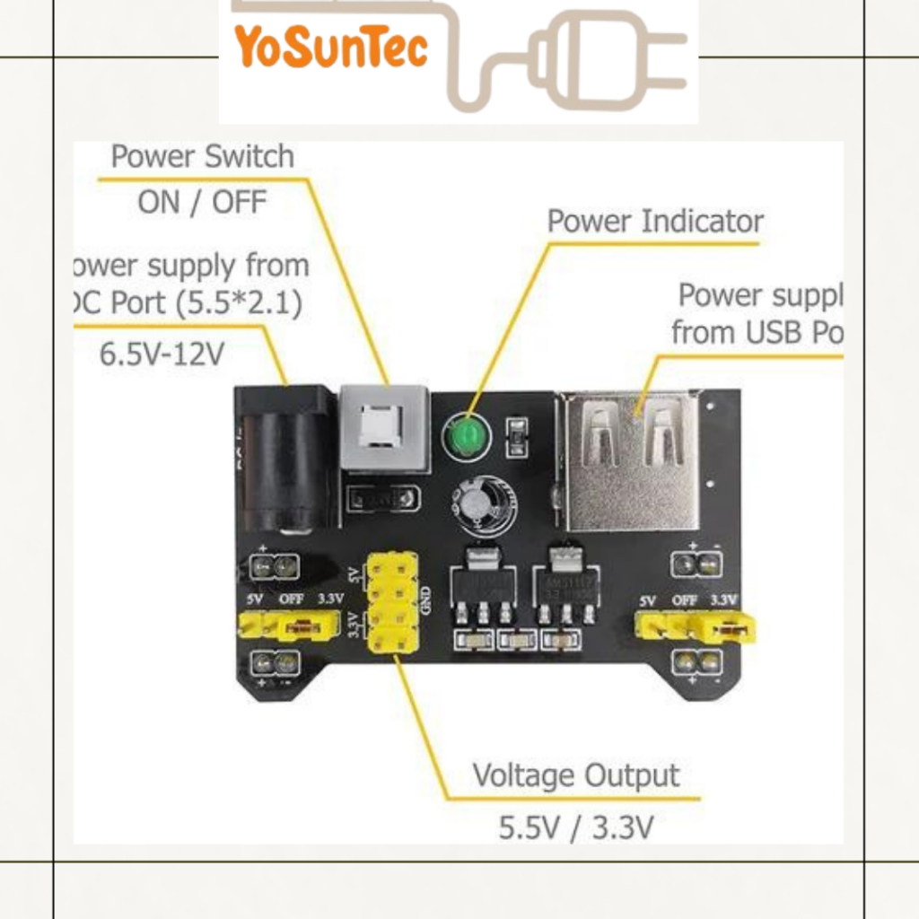 Jual Modul Power Supply 3.3V 5V Breadboard Module MB102 Arduino Psu ...