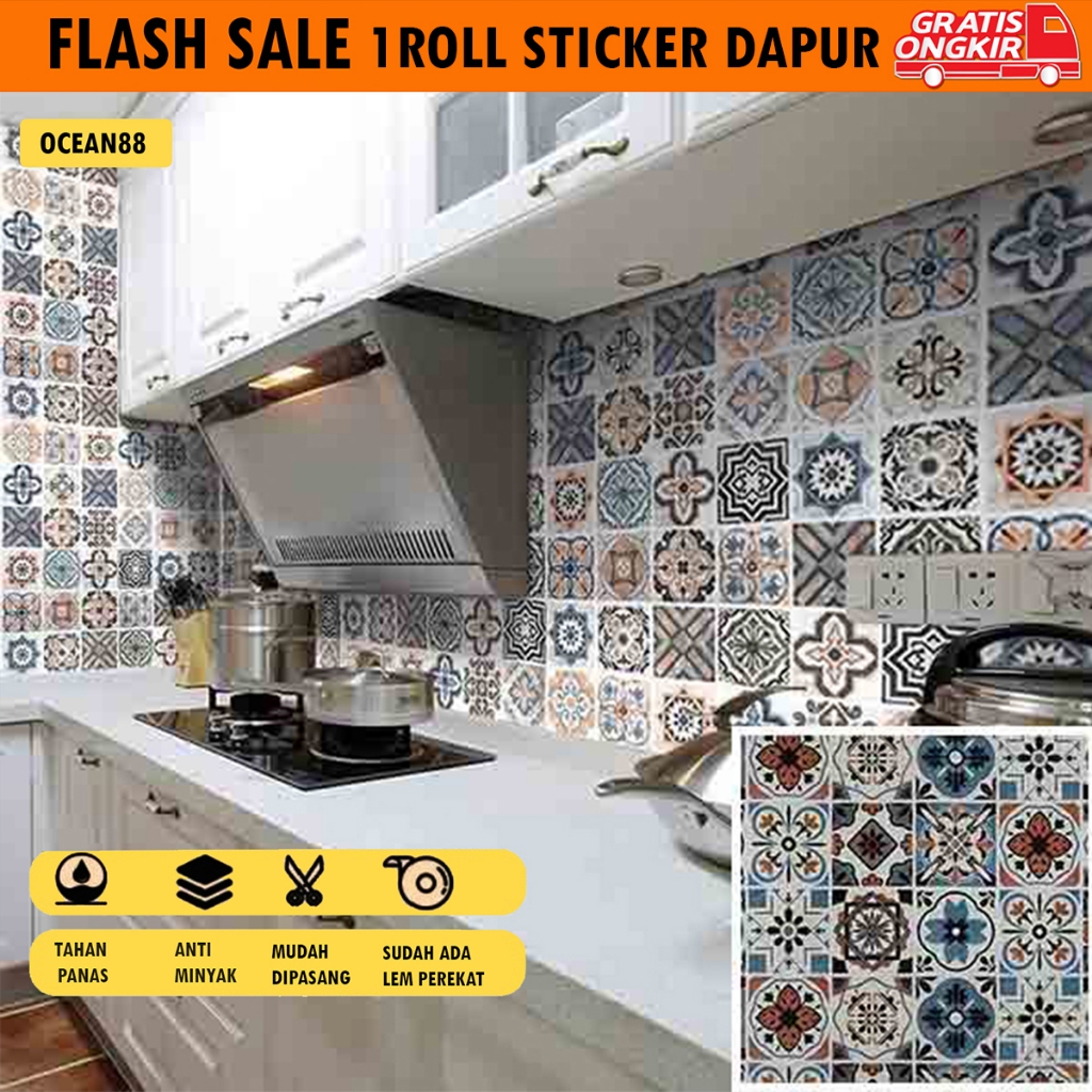 Jual Stiker Dapur PVC Anti Air Anti Minyak 60cm x 3m Motif Marmer Hitam ...