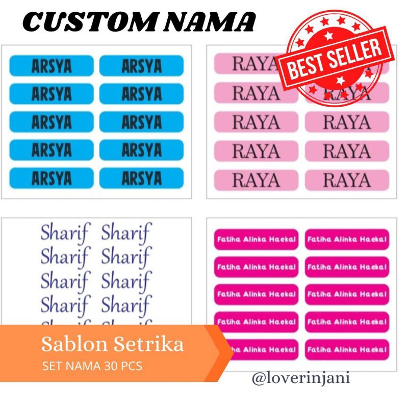 Jual CUSTOM NAMA LABEL STICKER SETRIKA | LABEL BRAND | STICKER BAJU ...