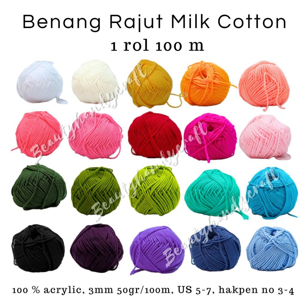Jual Benang Rajut impor Bigply (5ply) Katun Susu Milk Cotton Yarn ...