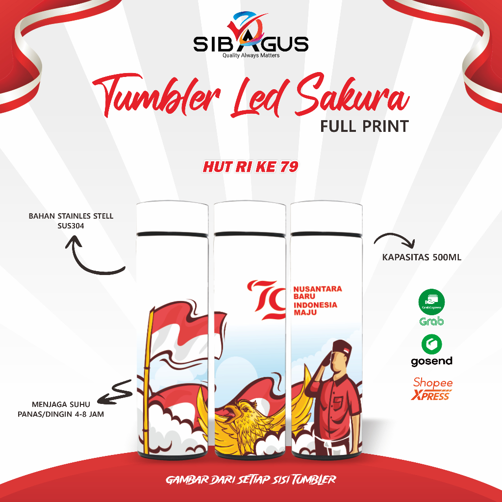 Jual Tumbler Sakura LED 17 Agustus | Botol Minum 17 Agustus | Agustusan ...