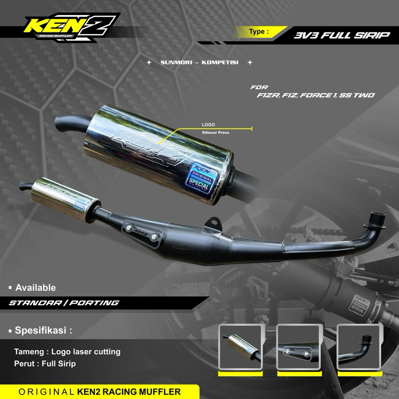 Jual Knalpot Fiz R/F1zr/Fiz/Force1 Type 3v3/fullsirip KEN2racingmuffler ...