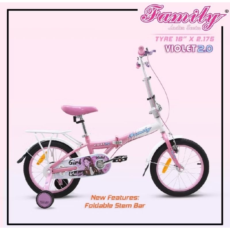 Jual Sepeda Lipat Anak Perempuan FAMILY VIOLET 16 INCH | Shopee Indonesia