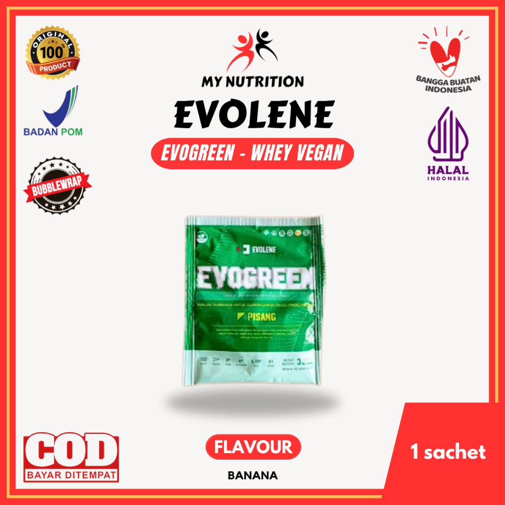 Jual Evolene EVOGREEN Sachet 100% Vegan Plant Based Protein Susu ...