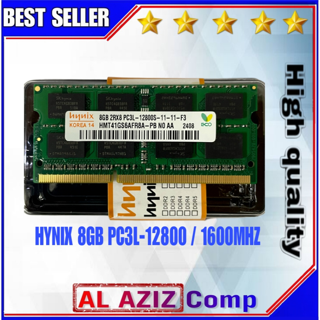 Barrette Mémoire RAM 8 Go DDR3L 1600 MHz SO-DIMM - Marque SK Hynix - Pour Ordinateur Portable
