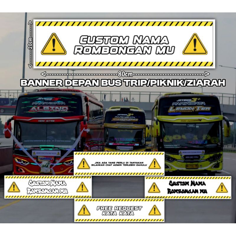 Jual Spanduk Banner bus depan untuk trip/piknik/ziarah bisa custom kata ...