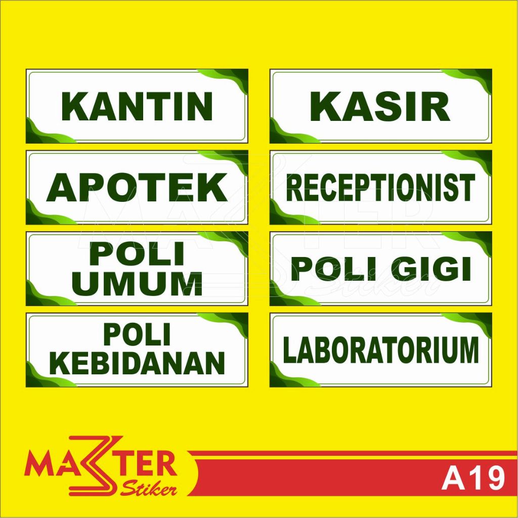 Jual A19 - Acrylic Sign, Stiker Akrilik Nama Ruangan di Poli Klinik dan ...