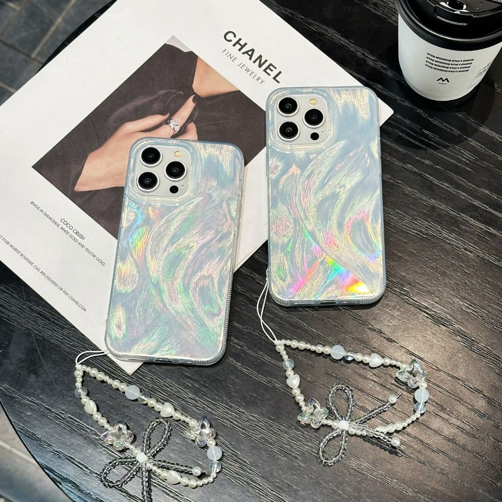 Jual GC156 CLARITY Swirl Hologram Case Silver Textured With Charm ...