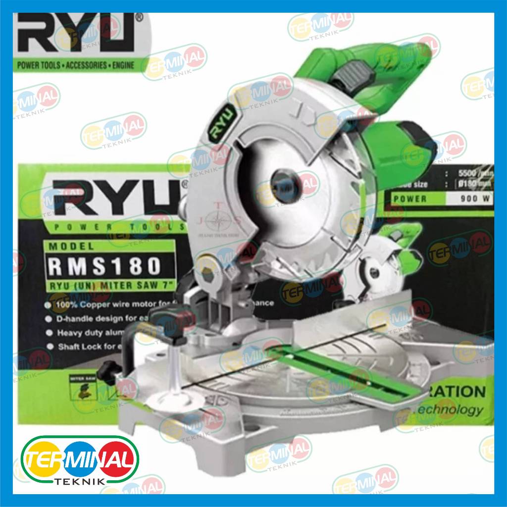 Jual Miter Saw RYU RMS 180 Mesin Potong Alumunium 7inch | Shopee Indonesia