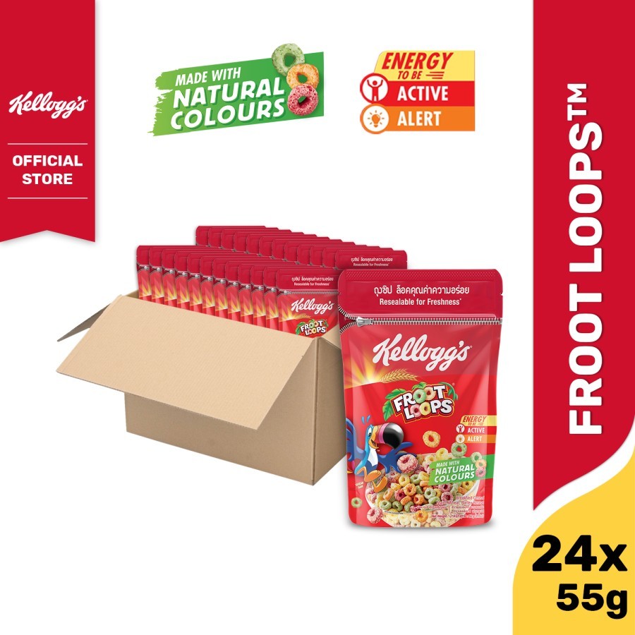Jual [CARTON DEALS] Kelloggs Froot Loops Pouch Sereal 24 x 55g | Shopee ...
