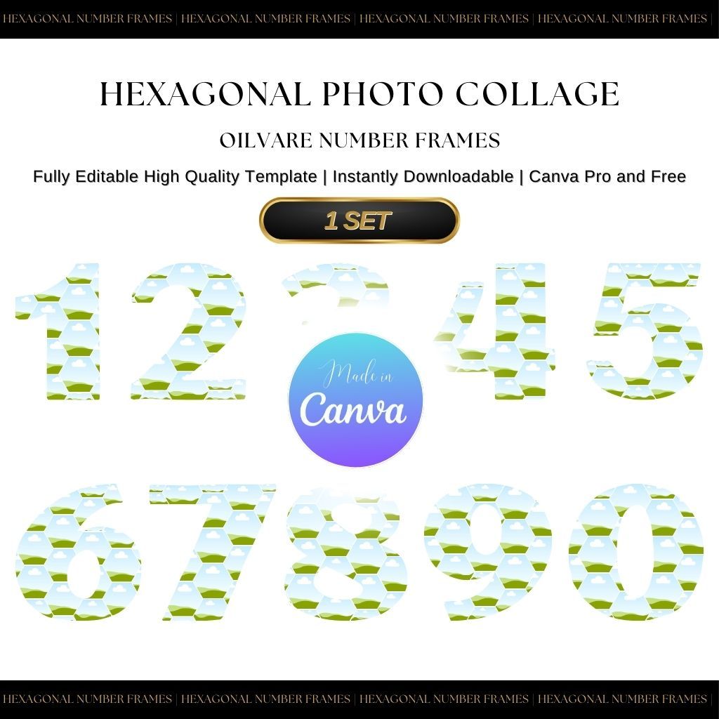 Jual Canva Photo Collage Frame - 1 Set Hexagonal Number Oilvare Frames ...