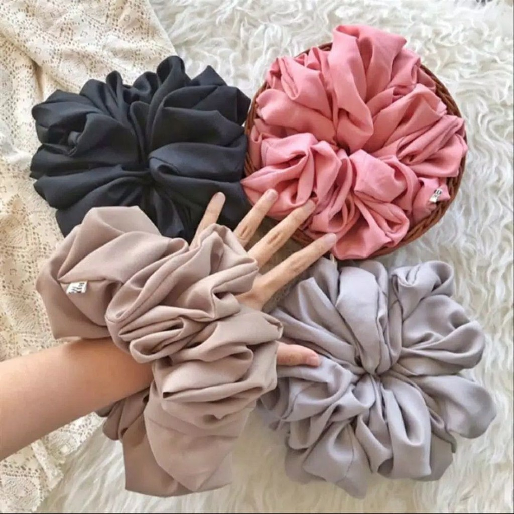 Jual Kuncir Ikat Rambut Cepol Cepolan Hijab Scrunchie Kecil Jumbo ...