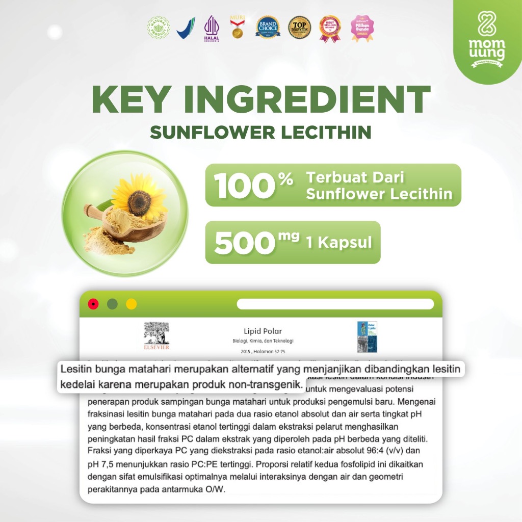 Jual Mom Uung Sunflower Lecithin 30 Kapsul Melancarkan Sumbatan ASI