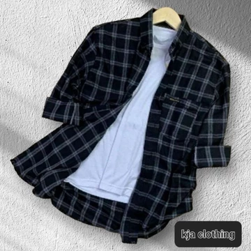 Kemeja Flanel Motif Kuning Garis Hitam M L Xl Flanel Unisex Lengan Panjang