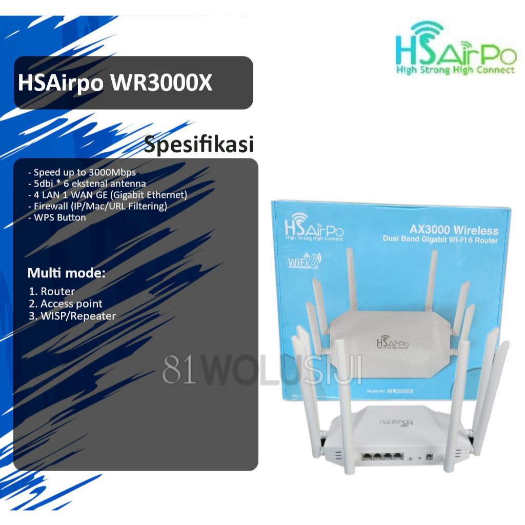 Jual HSAirpo WR3000X dual band wireless AX Gigabit router WIFI6 ...