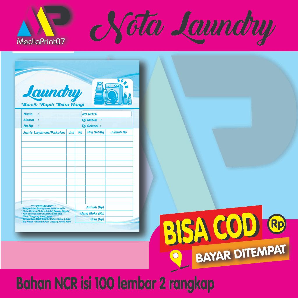 Jual nota laundry 2 ply 1/4 folio isi 100lbr/laundry 2ply | Shopee ...