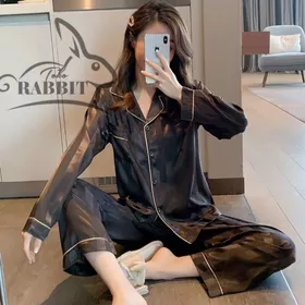 PP Piyama Bajutidur Garis Salur Dan Kotak Persegi Satin Bagus Panjang Sampai Jumbo