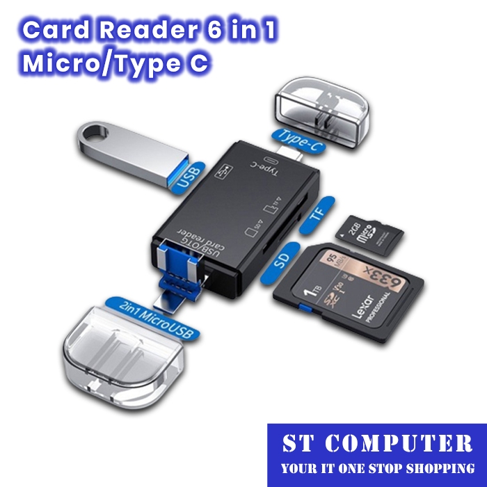 Jual Card Reader 6 in 1 Micro/Type C | Shopee Indonesia