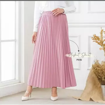 Rok Plisket Panjang Premium Katun Pinggang Karet