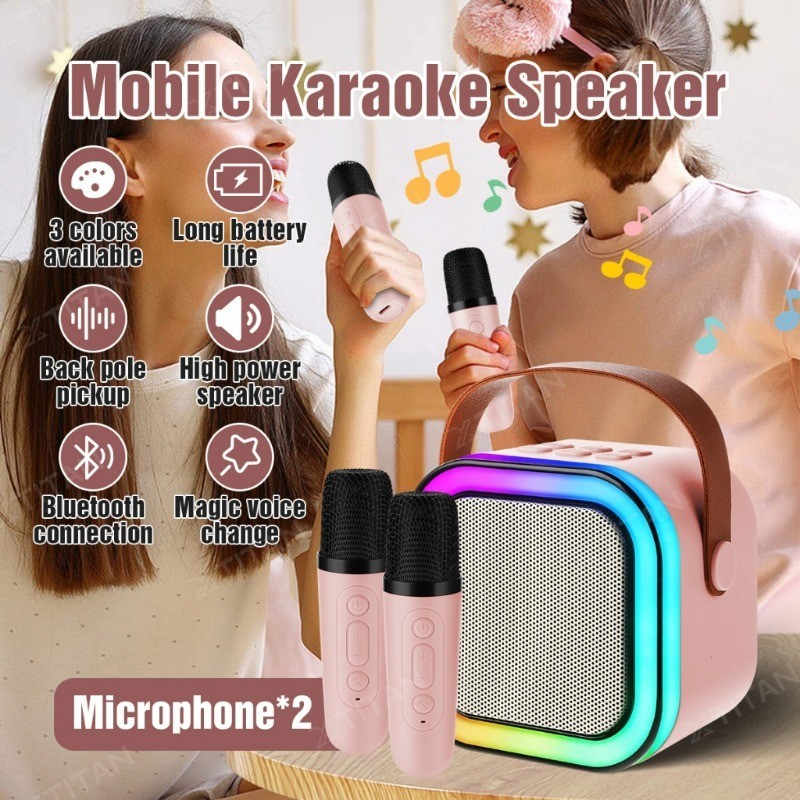 Jual 【Ramadan Promotion】Speaker Bluetooth 2 Mic 1 Set Wireless Karaoke ...