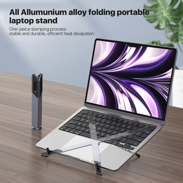 KiiP H06 Laptop Stand Tablet Holder Foldable Aluminium Multifungsi Dudukan Macbook Portable