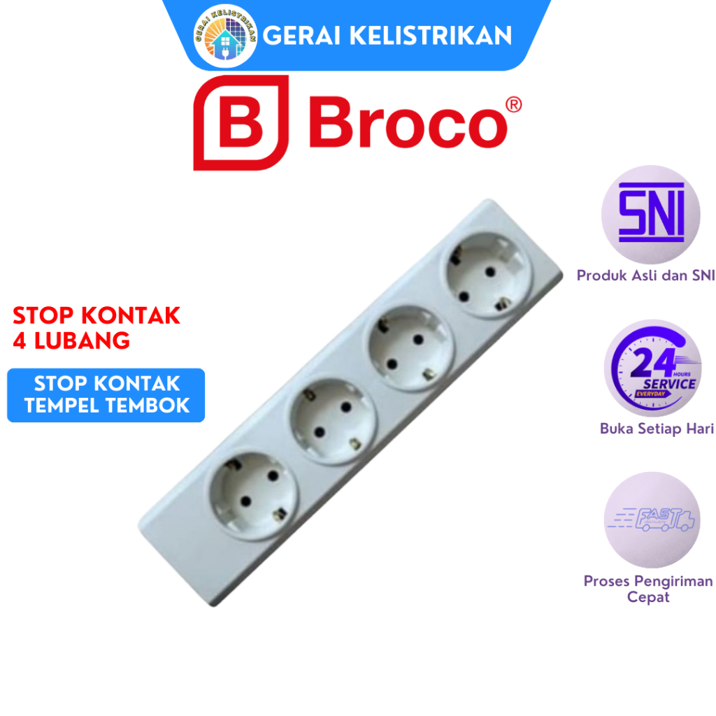 Jual Stop Kontak BROCO / Terminal BROCO / Stop Kontak 4 Lubang Putih ...