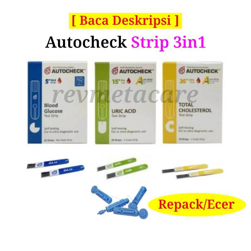 Jual Autocheck 3 in 1 Strip Tes Cek Ukur Gula Darah, Asam Urat ...