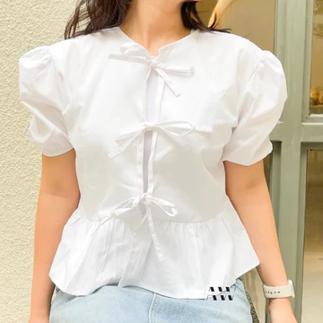 KAYLA TOP Blouse Korea Atasan Perempuan Ribbon Top Lengan Panjang Dan Lengan Pendek