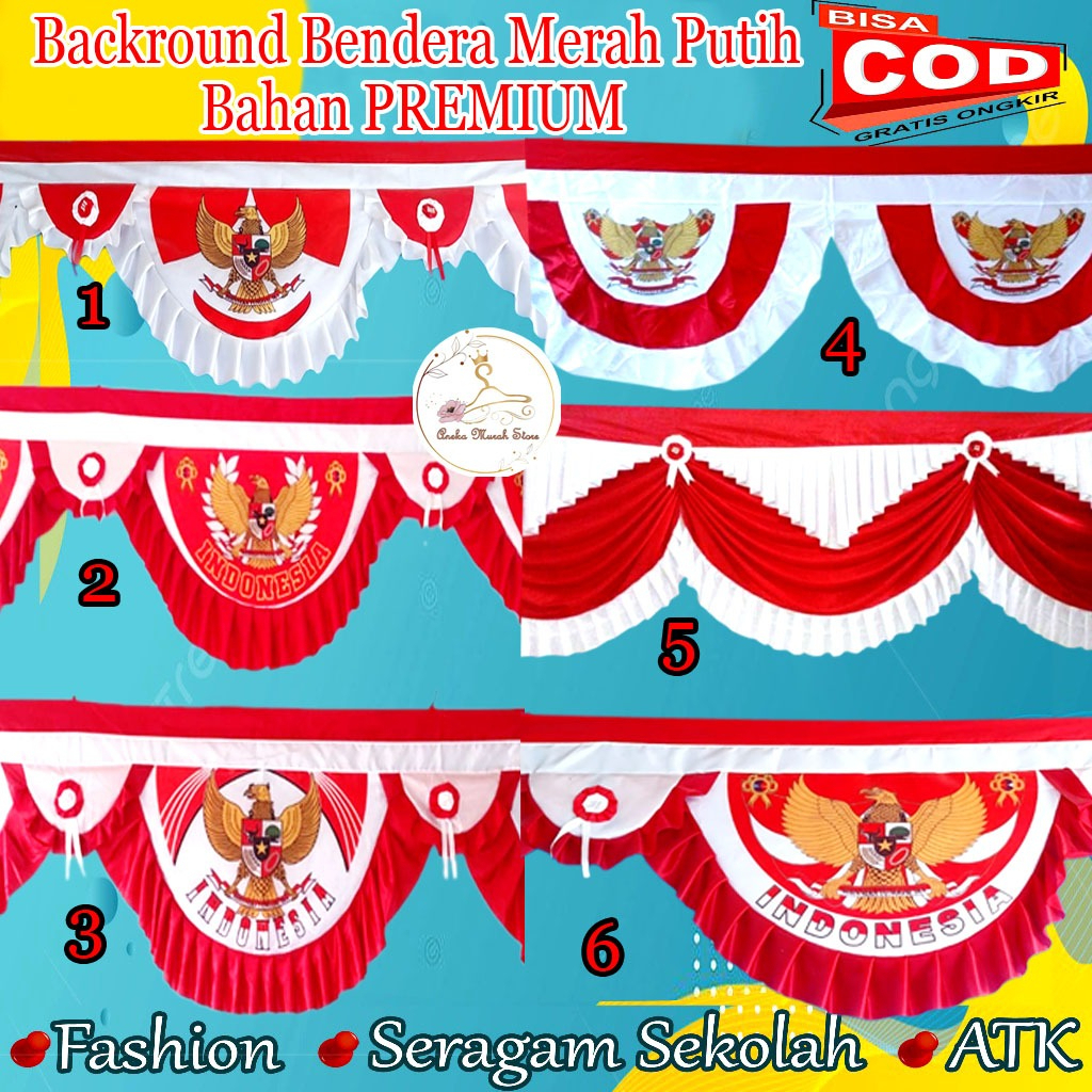 Jual bendera merah putih backgorund rumbai polos bendera merah putih ...