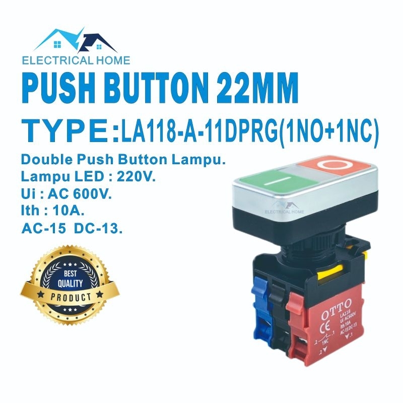 Jual Double Push Button With Lampu 22mm Merah+Hijau OTTO | Shopee Indonesia