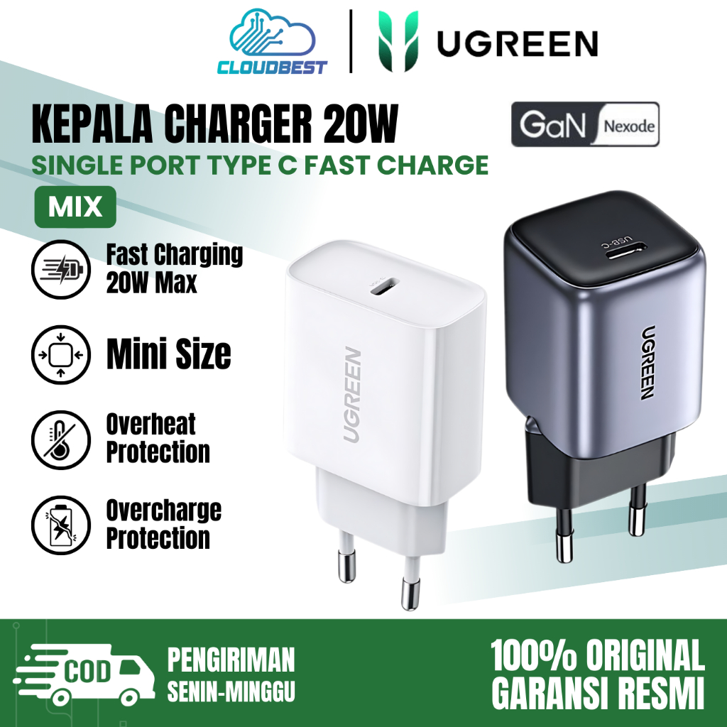 Jual UGREEN Adaptor Charger Iphone Fast Charging Type C 20w For iP 11 ...