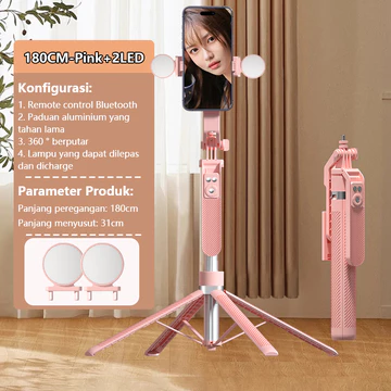 Tech Tongsis Tripod Bluetooth 180CM Paduan Aluminium Selfie Stick 4 Leg Stand Remote Tripod HP