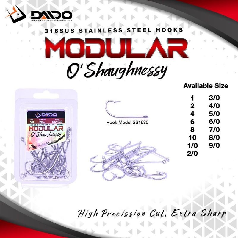 Mustad 34007 O'Shaughnessy Forged Fishing Hook - Stainless Steel, Size 1/0 (Pack Of 8)