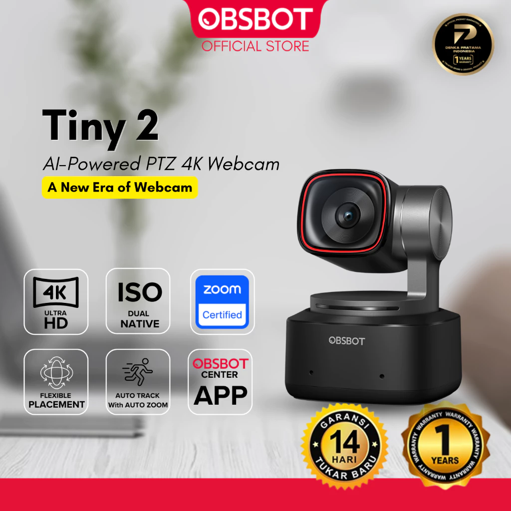 OBSBOT Tiny 2 AI-Powered PTZ 4K Streaming Camera