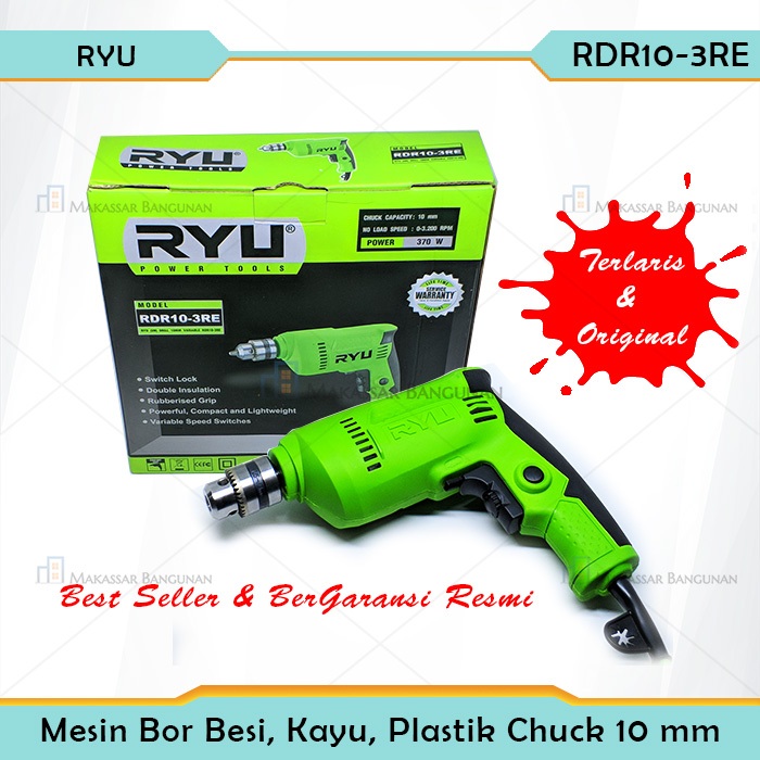 Jual Mesin Bor Listrik RYU RDR 10-3 RE Mesin Bor Besi Kayu Plastik ...