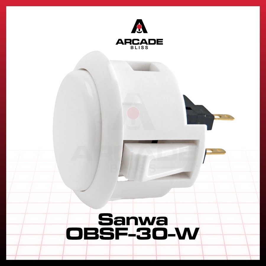 Lot De 6 Boutons Sanwa OBSF-30 – Pour Arcade, Joystick, Panneau Métal – Diamètre 30 Mm, Blanc
