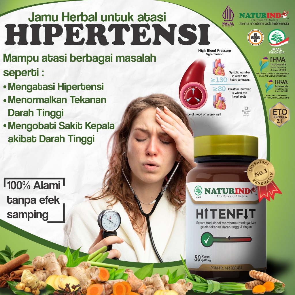 Jual Jamu Herbal Hipertensi Penurun Darah Tinggi Hitenfit Naturindo ...