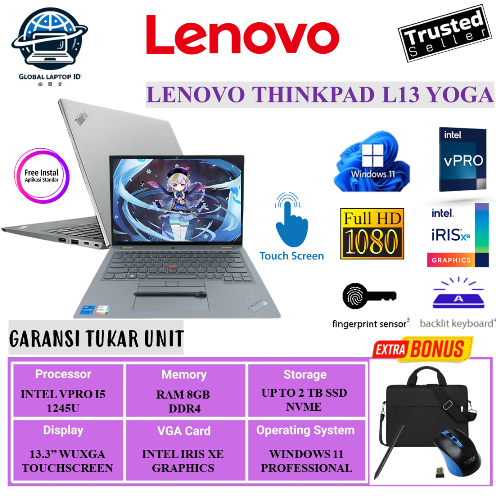 Jual Laptop UltraBook TouchScreen Lenovo ThinkPad L13 Yoga GEN 3 Intel ...