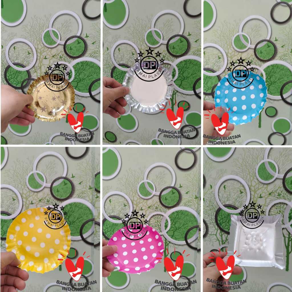 ISI:10PCS PIRING MAS EKONOMIS KERTAS KUE CAKE TART ULANG TAHUN PAPER PLATE EMAS GOLD Perak Silver KOTAK PERAK POLKADOT PINK BIRU KUNING MERAH