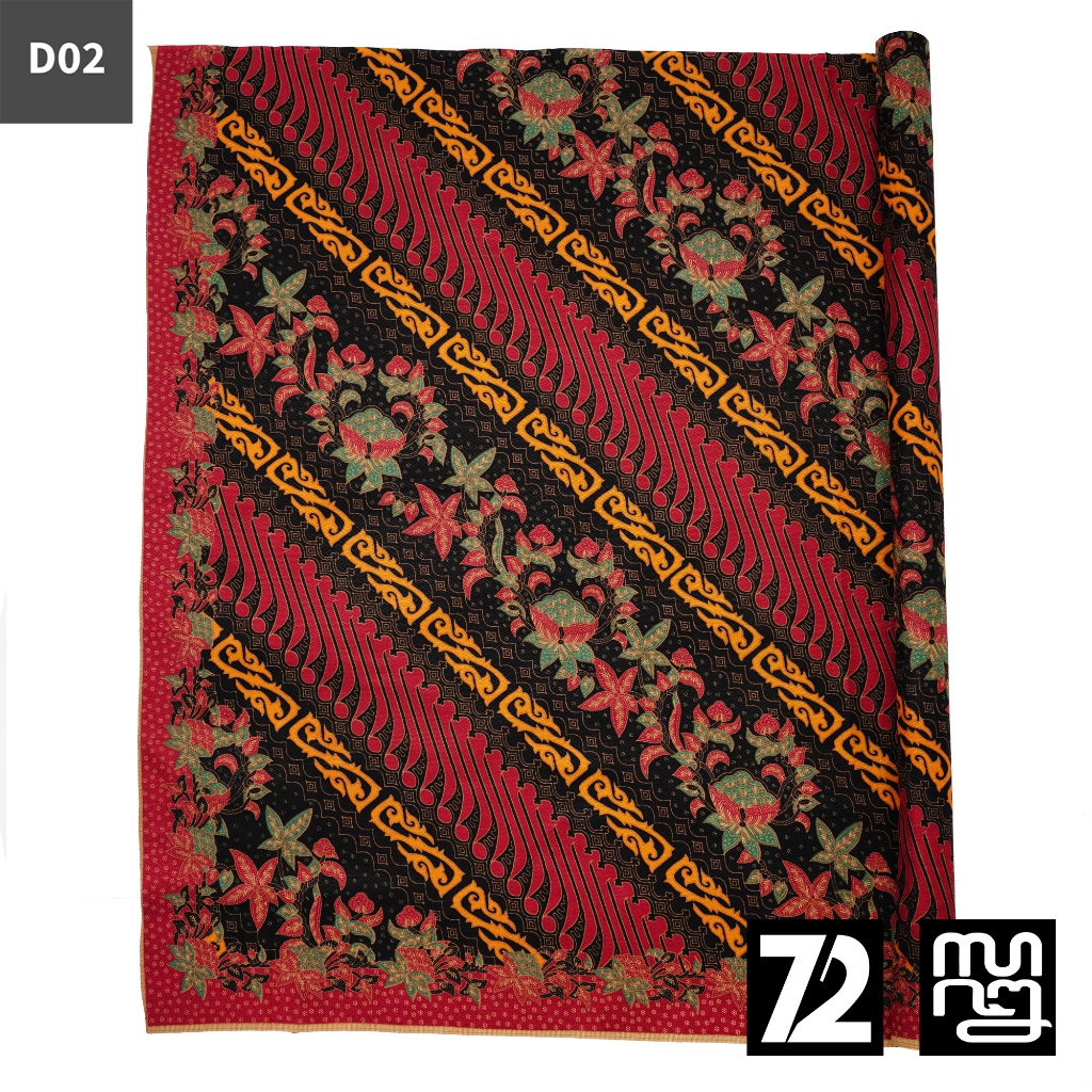 Jual KAIN BATIK PREMIUM Dobby Motif Kawung Warna Hitam Merah Orange ...
